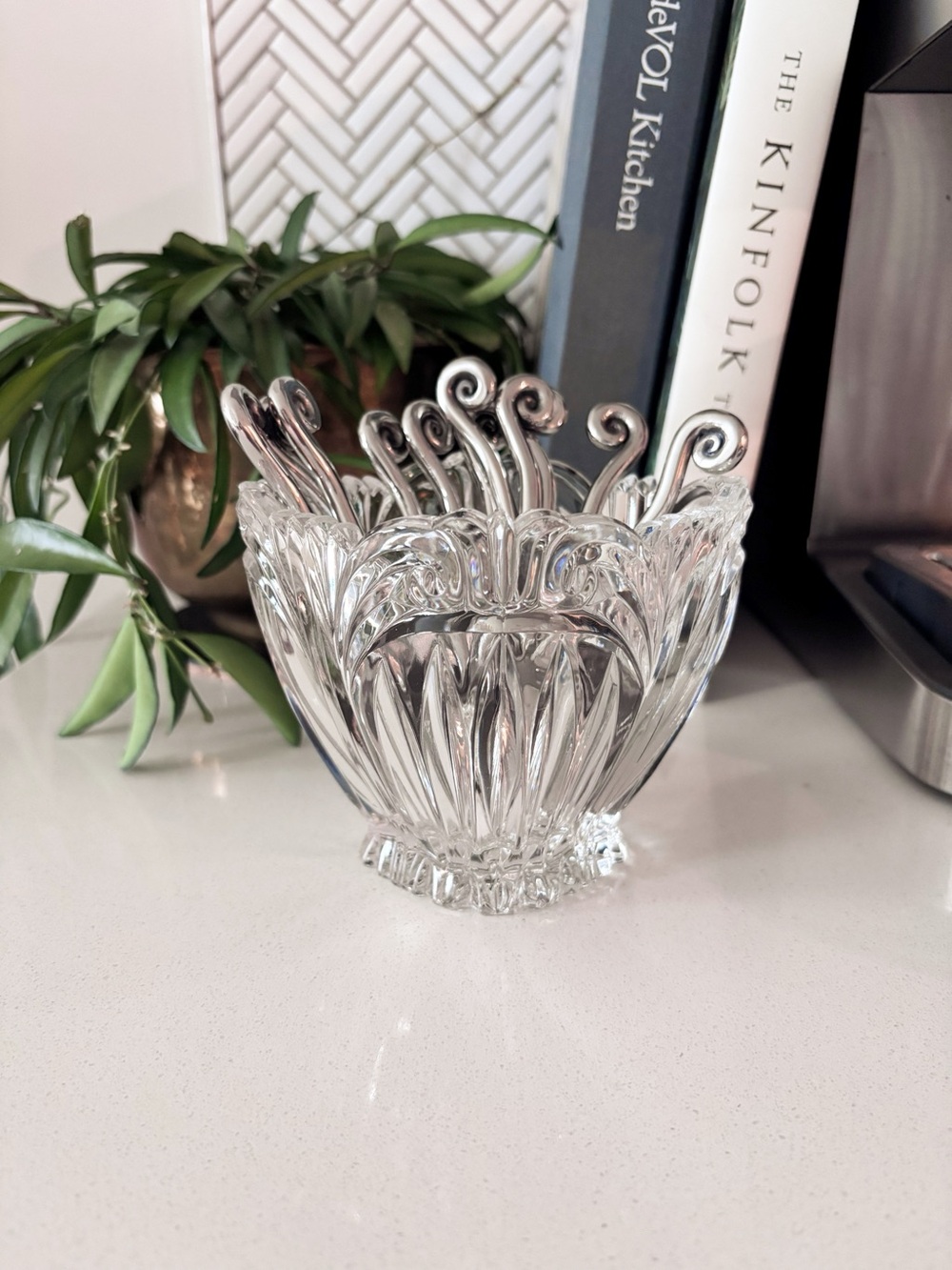 Vintage Oneida Augustina Crystal Candy Bowl, 4" German Cut Glass Dish